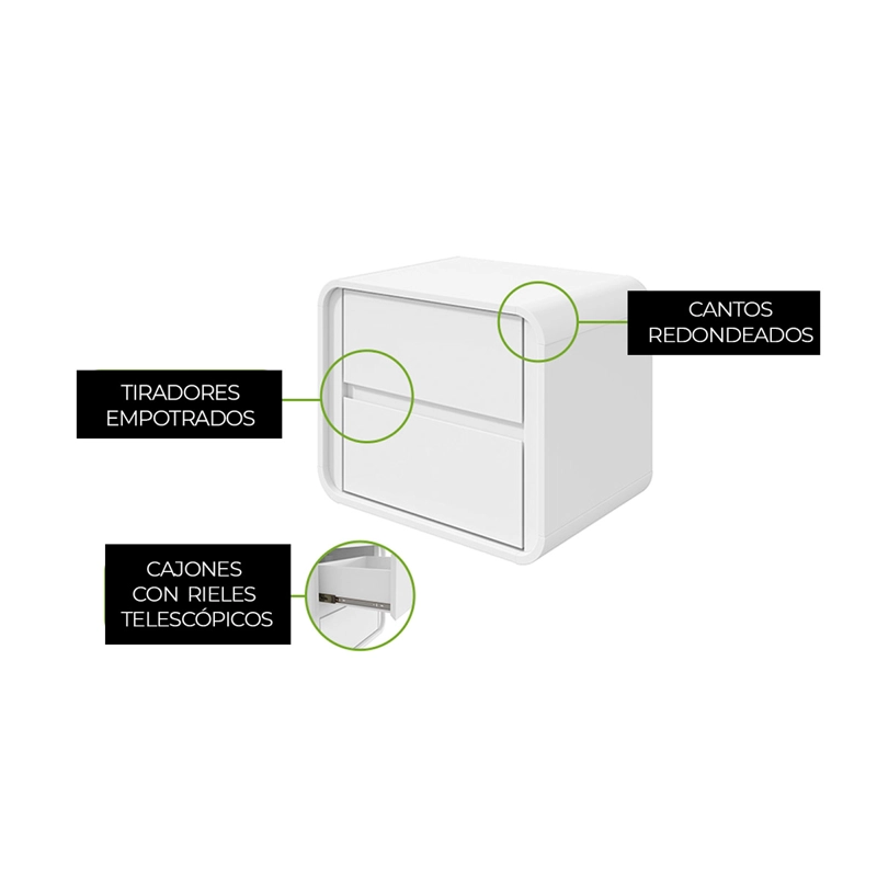 VELADOR DI PORETTI DESIGN LOOP 2 CAJONES BLANCO - 2
