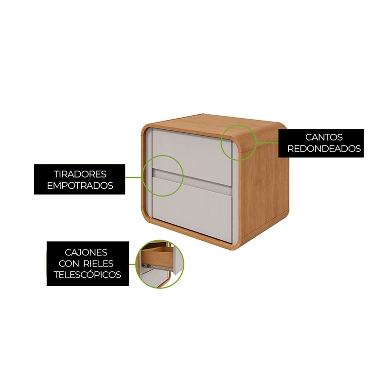 VELADOR DI PORETTI DESIGN LOOP 2 CAJONES CAFÉ/BLANCO - 2