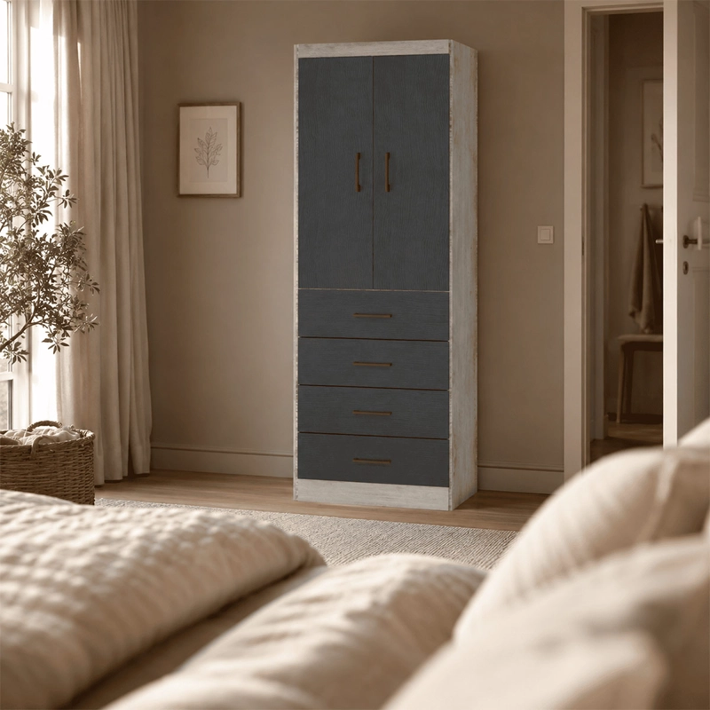 CLOSET EXIT 2 PUERTAS 4 CAJONES TECA/GRAFITO - 5