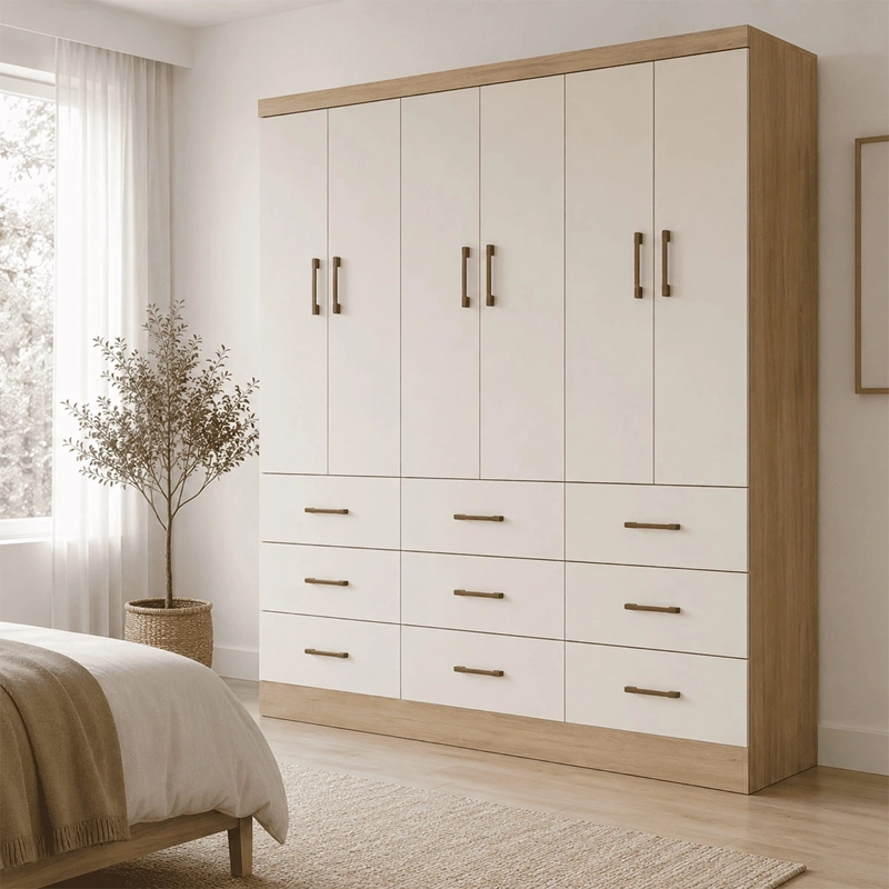 CLOSET EXIT 6 PUERTAS 9 CAJONES ROBLE/BEIGE - 1