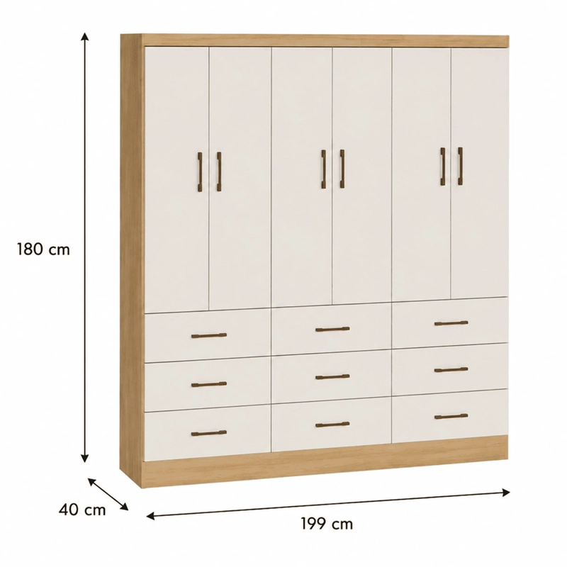 CLOSET EXIT 6 PUERTAS 9 CAJONES ROBLE/BEIGE - 5