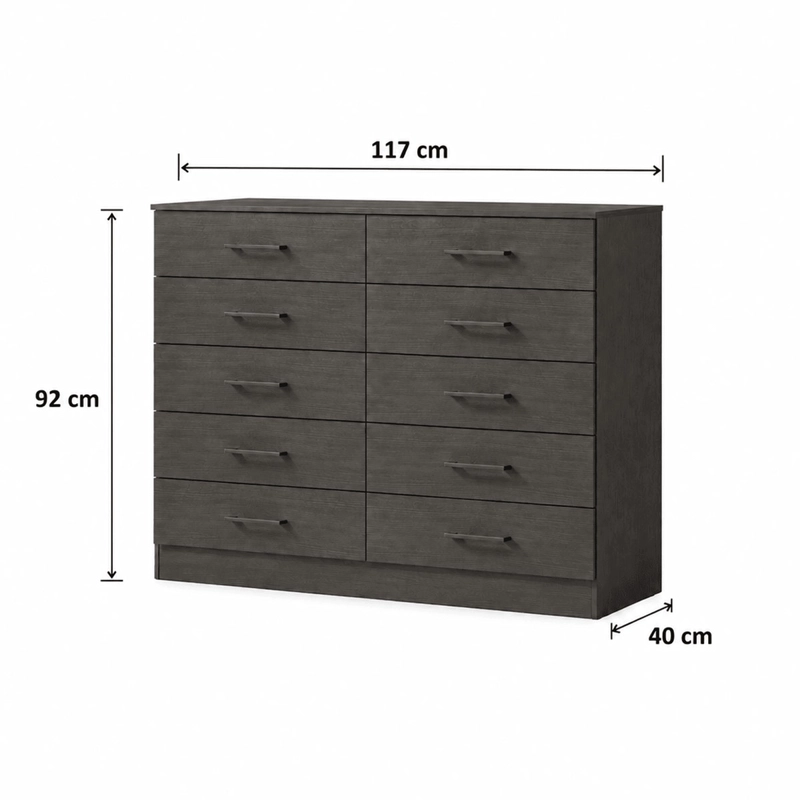 CÓMODA EXIT 10 CAJONES GRAFITO - 8