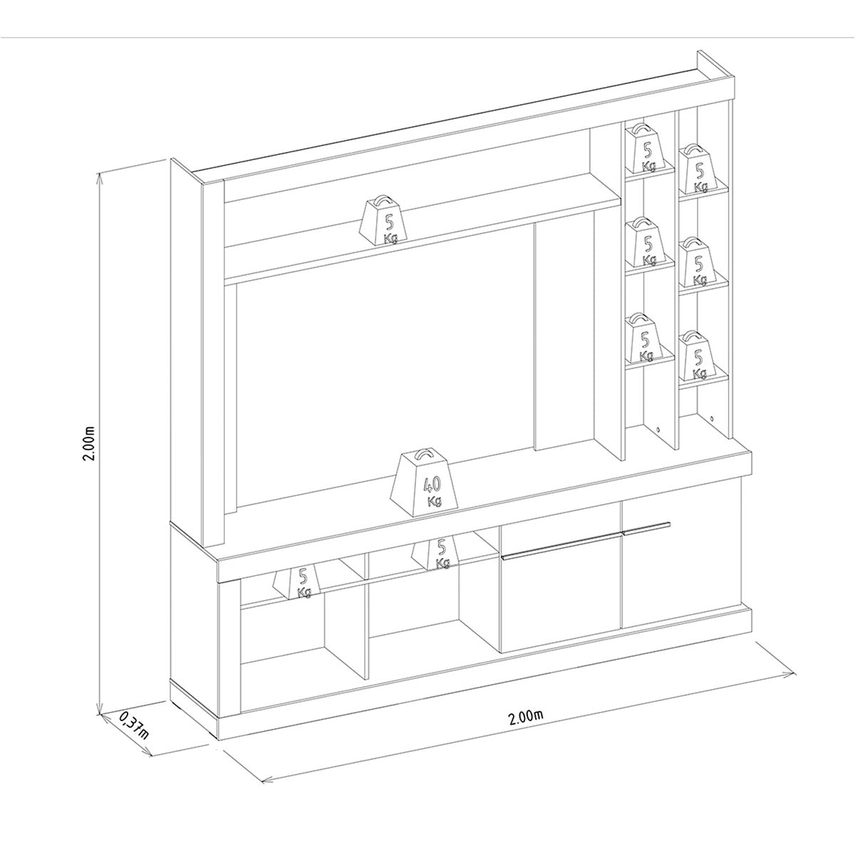 CENTRO DE ENTRETENIMIENTO DI PORETTI DESIGN CANELA 2 PUERTAS 65" - 5