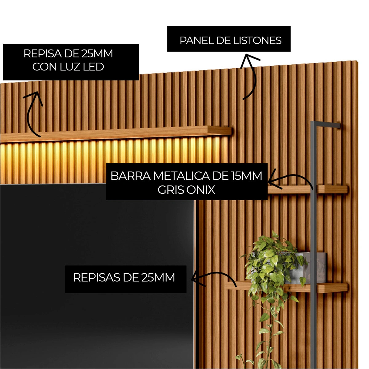 CENTRO DE ENTRETENIMIENTO DI PORETTI DESIGN OURO 2 PUERTAS 2 CAJONES 75" - 3
