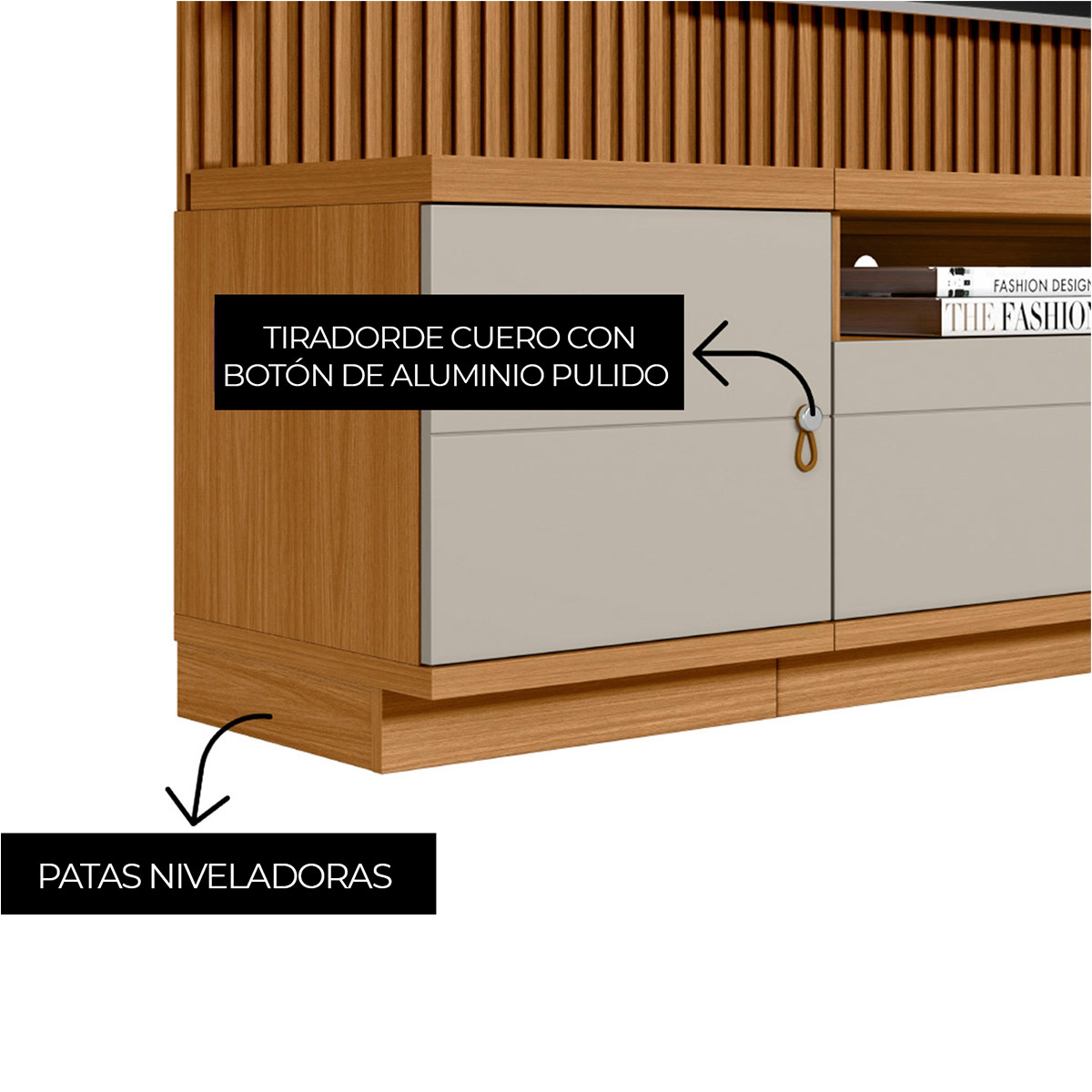 CENTRO DE ENTRETENIMIENTO DI PORETTI DESIGN OURO 2 PUERTAS 2 CAJONES 75" - 4
