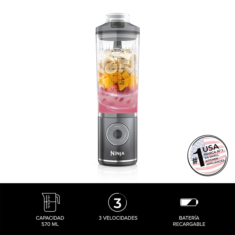 LICUADORA NINJA INDIVIDUAL INALÁMBRICA BLAST MAX BC251EUGY 100W 570ML - 4