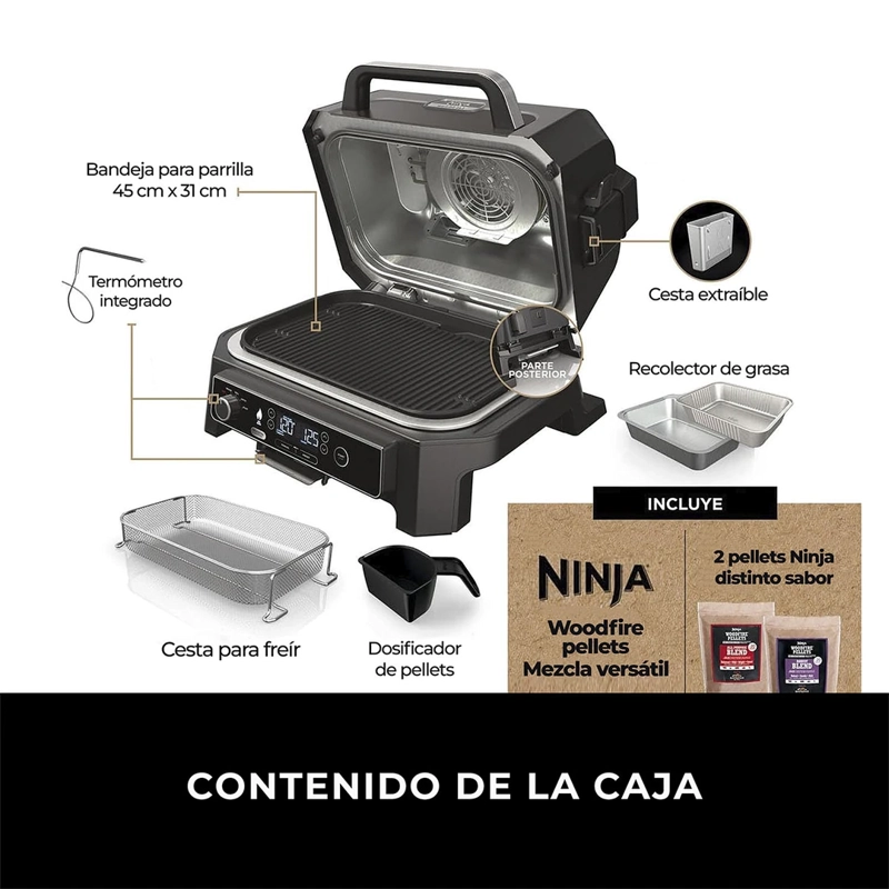 PARRILLA ELÉCTRICA NINJA WOODFIRE PRO XL OG850EU - 10