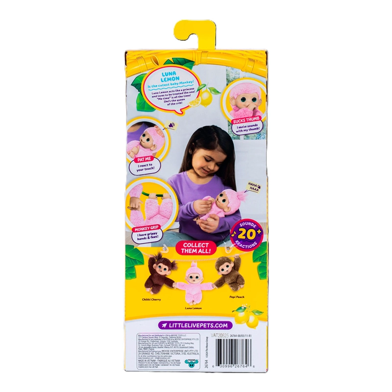 PELUCHE LITTLE LIVE PETS BABY MONEKY LUNA LEMON - 6