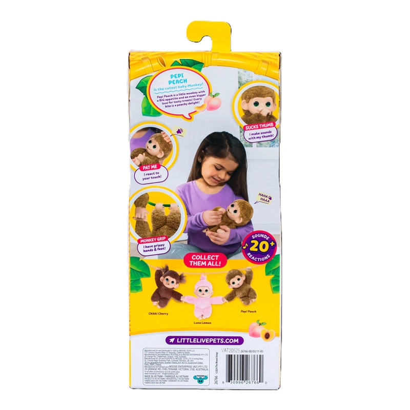 PELUCHE LITTLE LIVE PETS BABY MONEKY PEPI PEACH - 5