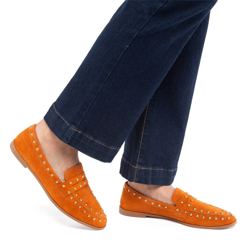 MOCASINES MUJER GACEL NARANJO NORAH CUERO - 2