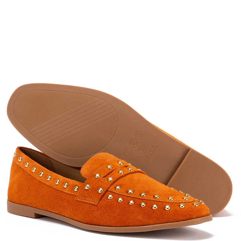 MOCASINES MUJER GACEL NARANJO NORAH CUERO - 5