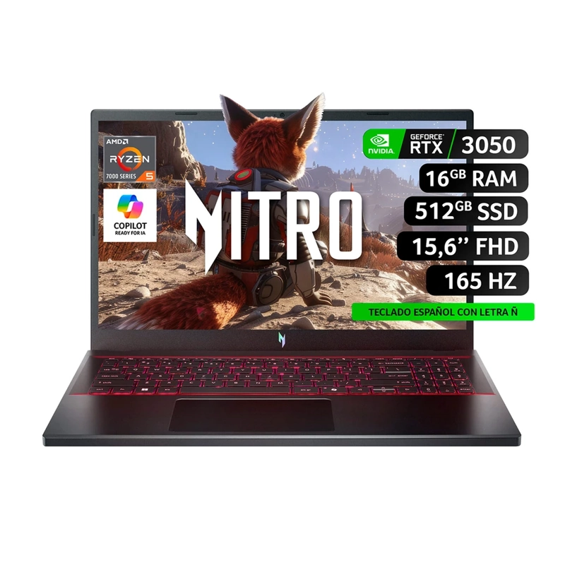 NOTEBOOK ACER NITRO V ANV15-41-R6HJ-2 AMD RYZEN 5 16GB RAM 512GB SSD NVIDIA RTX 3050 15.6” - 1