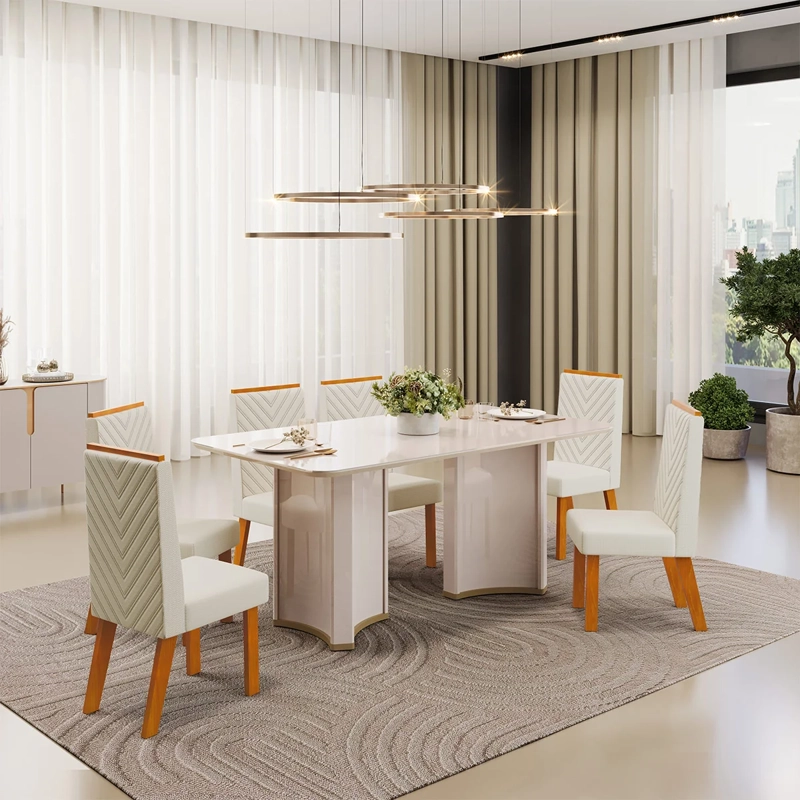 JUEGO DE COMEDOR DI PORETTI DESIGN LIZ 6 SILLAS BEIGE - 1