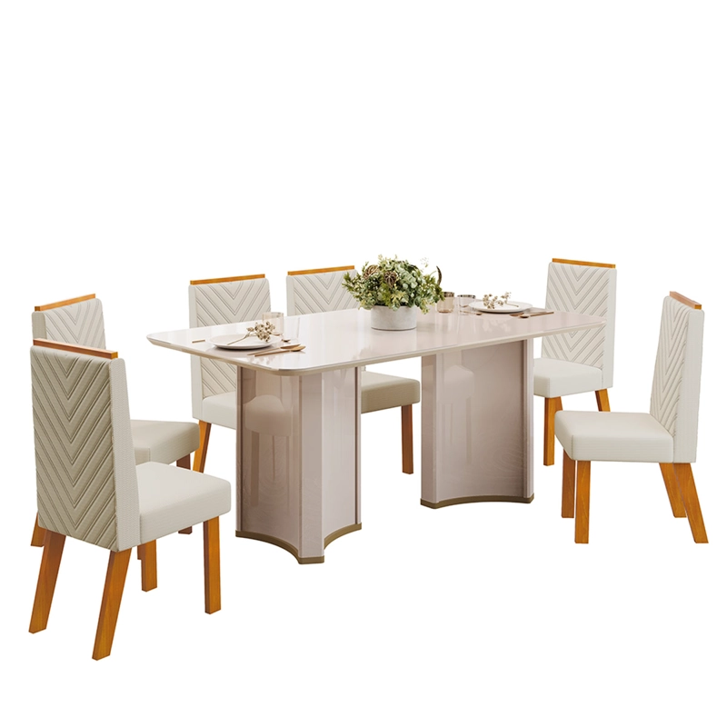 JUEGO DE COMEDOR DI PORETTI DESIGN LIZ 6 SILLAS BEIGE - 2