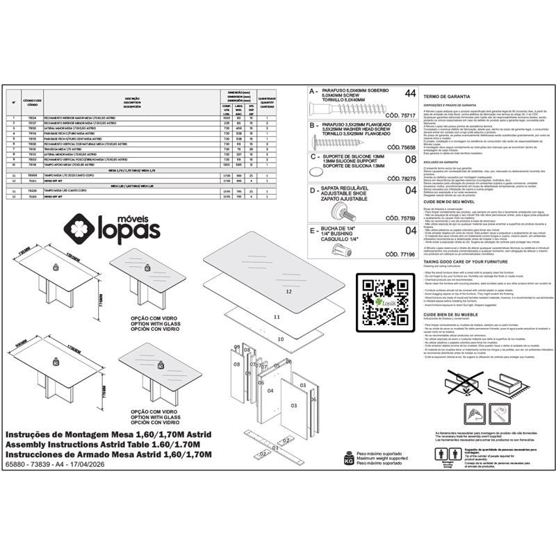 JUEGO DE COMEDOR DI PORETTI DESIGN ASTRID 6 SILLAS GRIS - 5