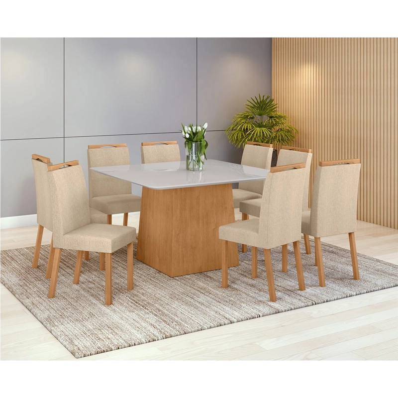 JUEGO DE COMEDOR DI PORETTI DESIGN NEVADA 8 SILLAS BEIGE - 1