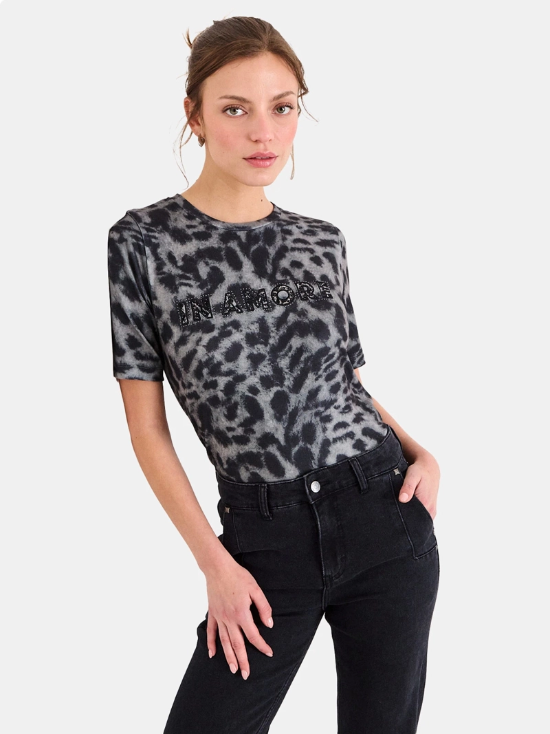 POLERA MUJER IO MANGA CORTA PRINT  - 1