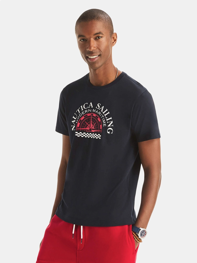 POLERA HOMBRE NAUTICA ALGODÓN MANGA CORTA - 1