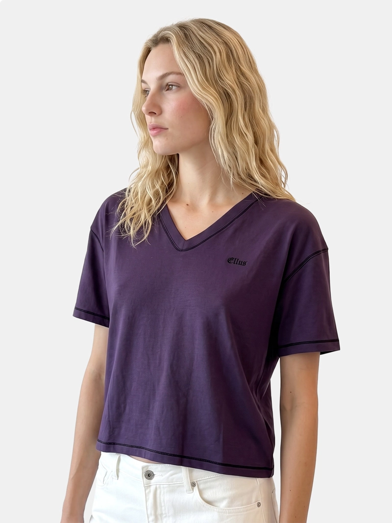 POLERA MUJER ELLUS CUELLO EN V MANGA CORTA - 1