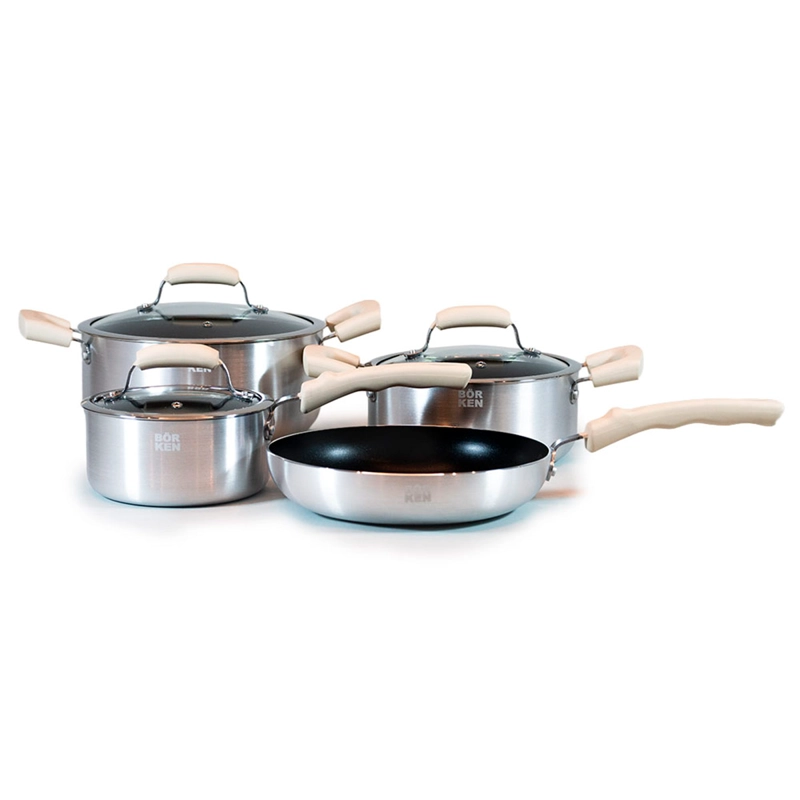 BATERÍA DE COCINA BÖRKEN GALAXY 7 PIEZAS BONE - 1