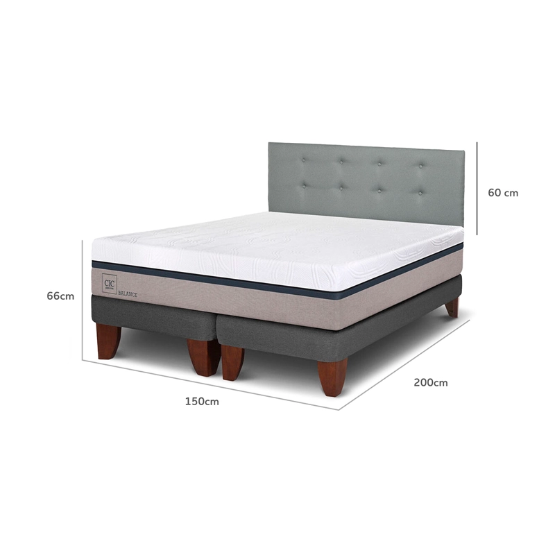 CAMA EUROPEA CIC BALANCE B/D 2 PLAZAS +RESPALDO GRIS - 8