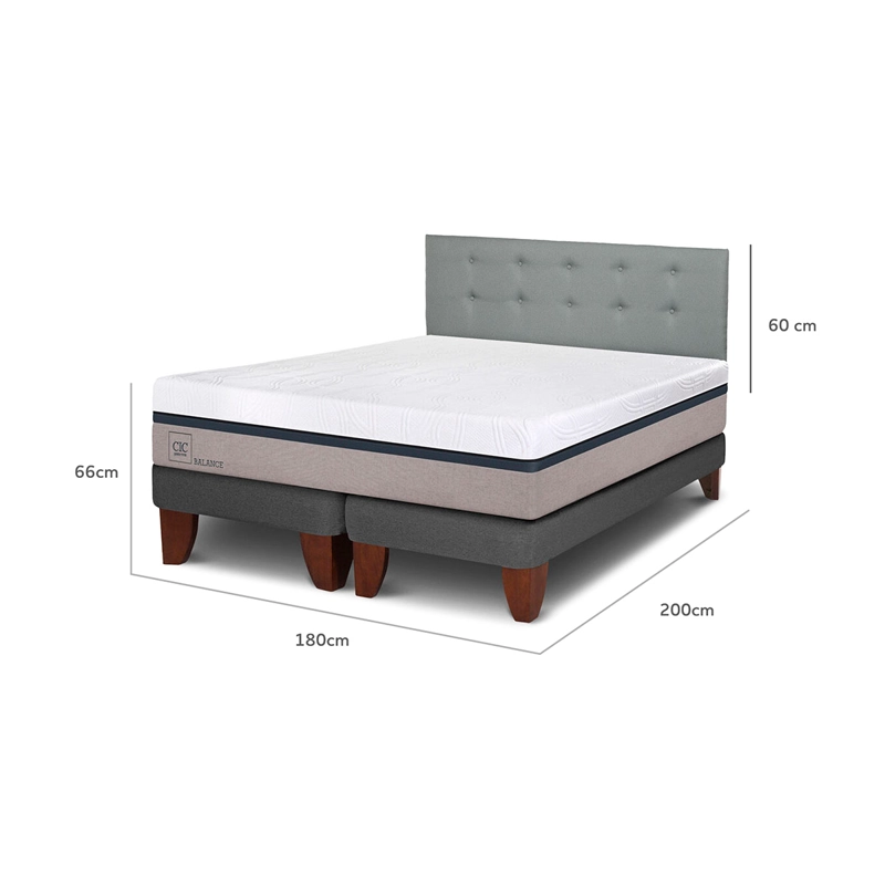 CAMA EUROPEA CIC BALANCE B/D KING +RESPALDO GRIS - 8