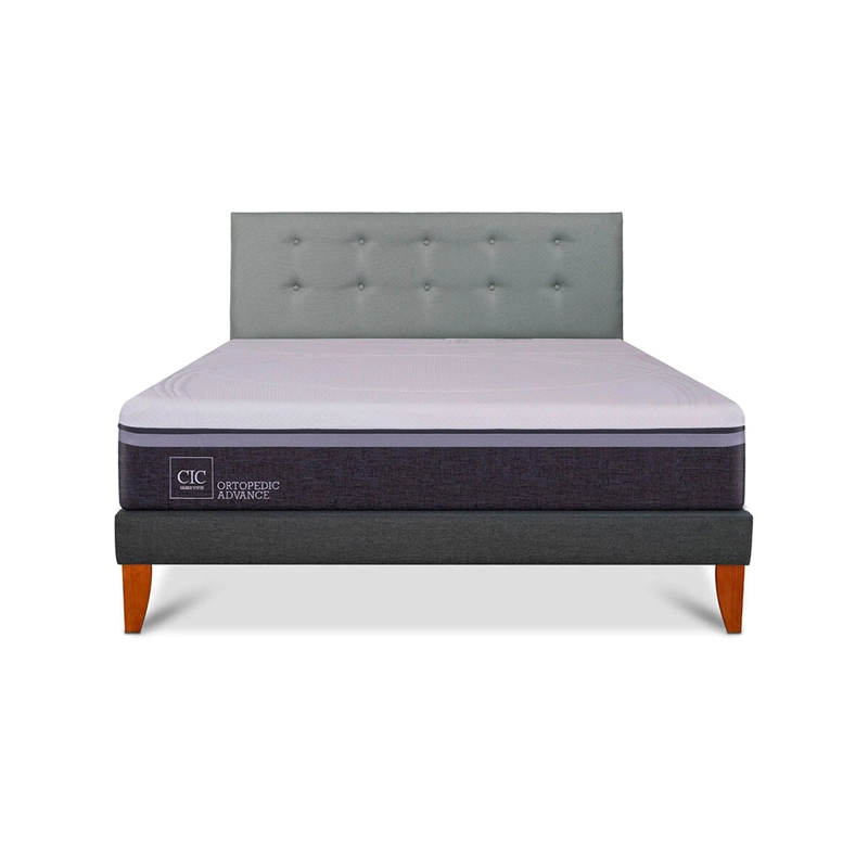 CAMA EUROPEA BOX CIC ORTOPEDIC ADVANCE KING + RESPALDO GRIS - 1