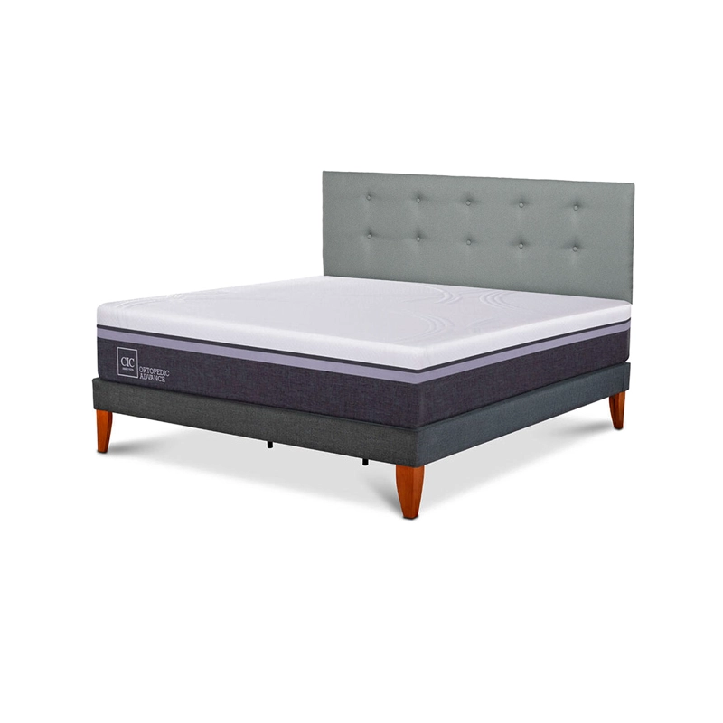 CAMA EUROPEA BOX CIC ORTOPEDIC ADVANCE KING + RESPALDO GRIS - 2