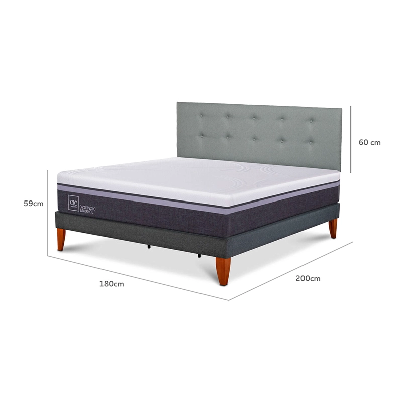 CAMA EUROPEA BOX CIC ORTOPEDIC ADVANCE KING + RESPALDO GRIS - 11