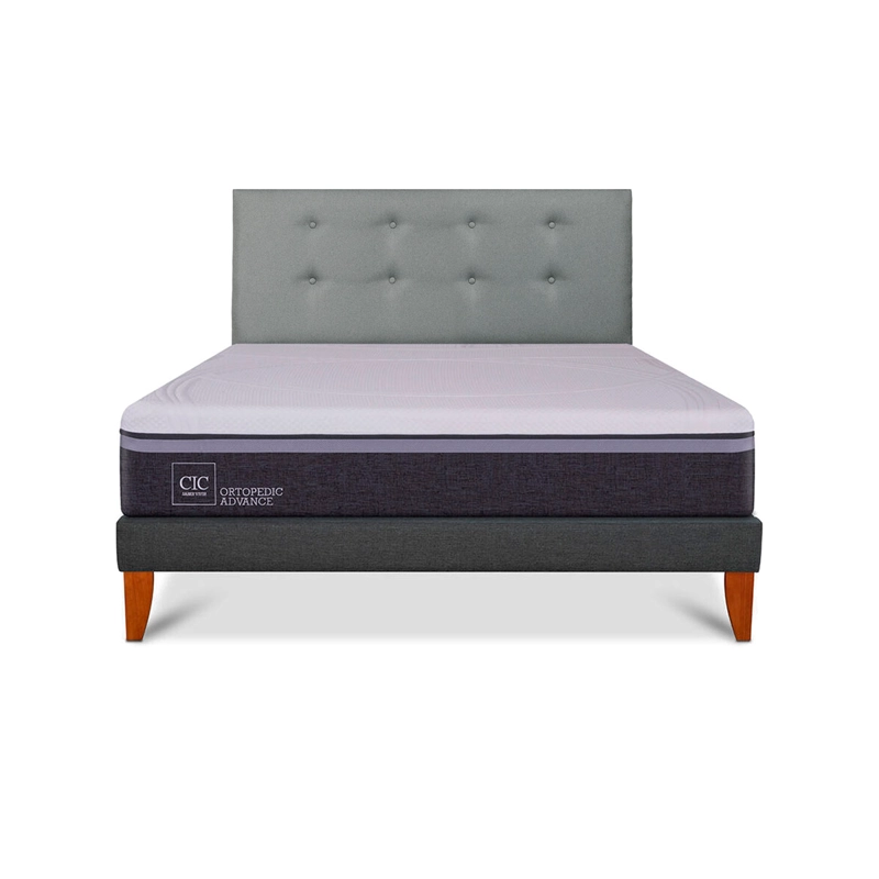 CAMA EUROPEA BOX CIC ORTOPEDIC ADVANCE 2 PLAZAS + RESPALDO GRIS - 1