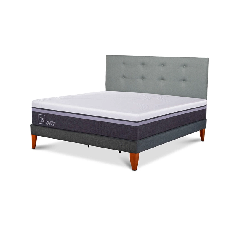 CAMA EUROPEA BOX CIC ORTOPEDIC ADVANCE 2 PLAZAS + RESPALDO GRIS - 2