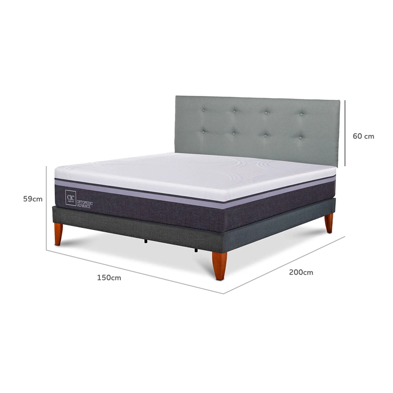 CAMA EUROPEA BOX CIC ORTOPEDIC ADVANCE 2 PLAZAS + RESPALDO GRIS - 11