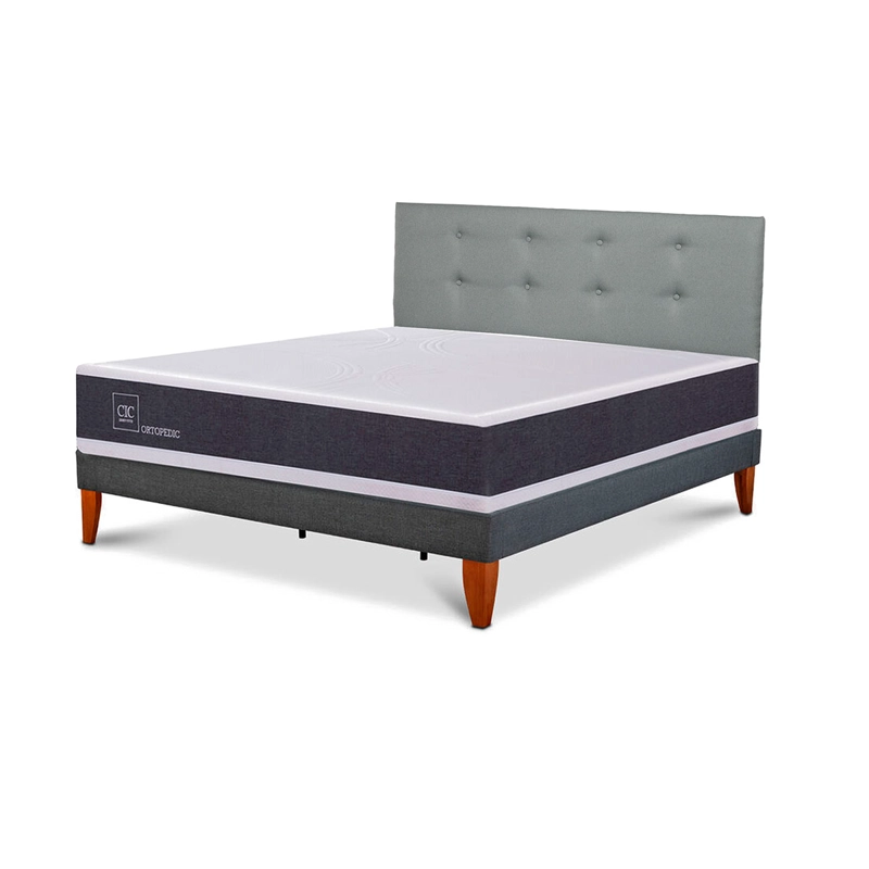 CAMA EUROPEA BOX CIC NEW ORTOPEDIC 2 PLAZAS + RESPALDO GRIS - 2
