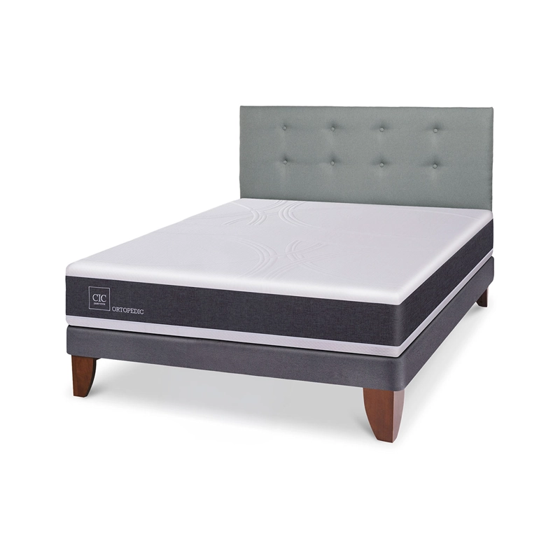 CAMA EUROPEA BOX CIC NEW ORTOPEDIC 2 PLAZAS + RESPALDO GRIS - 2