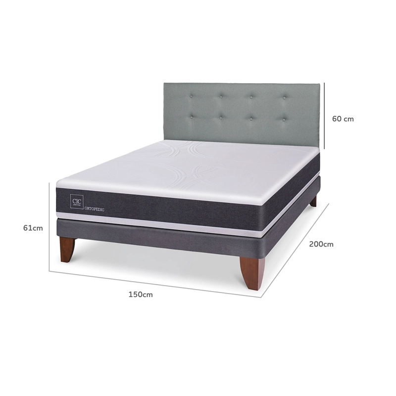 CAMA EUROPEA BOX CIC NEW ORTOPEDIC 2 PLAZAS + RESPALDO GRIS - 8