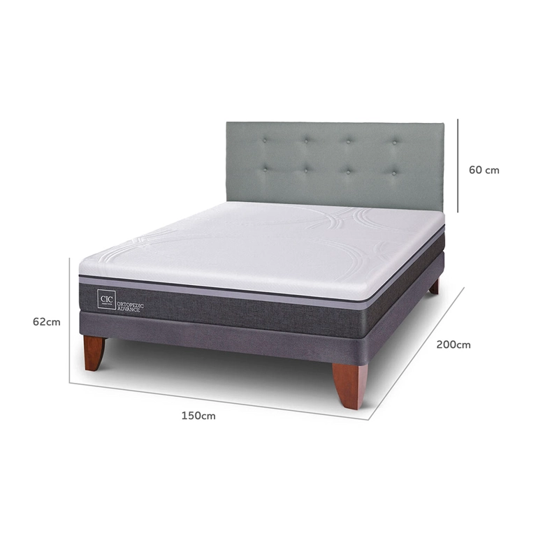 CAMA EUROPEA CIC ORTOPEDIC ADVANCE 2 PLAZAS + RESPALDO GRIS - 9