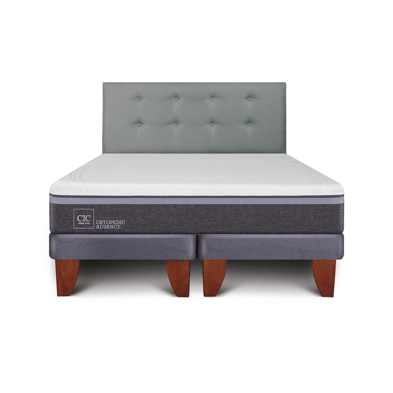 CAMA EUROPEA CIC ORTOPEDIC ADVANCE B/D 2 PLAZAS + RESPALDO GRIS - 1