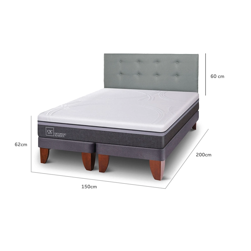 CAMA EUROPEA CIC ORTOPEDIC ADVANCE B/D 2 PLAZAS + RESPALDO GRIS - 9
