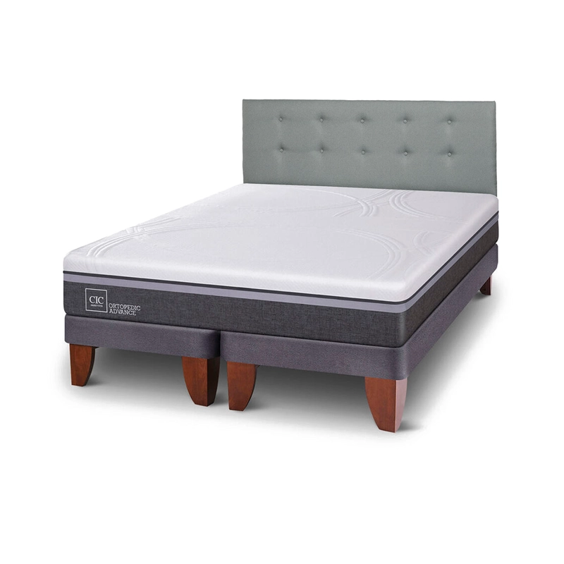 CAMA EUROPEA CIC ORTOPEDIC ADVANCE KING + RESPALDO GRIS - 1
