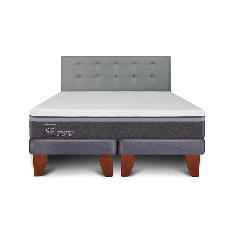 CAMA EUROPEA CIC ORTOPEDIC ADVANCE KING + RESPALDO GRIS - 2