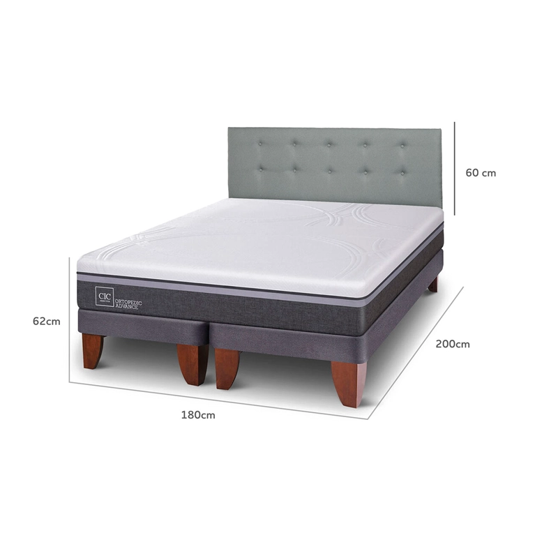 CAMA EUROPEA CIC ORTOPEDIC ADVANCE KING + RESPALDO GRIS - 9