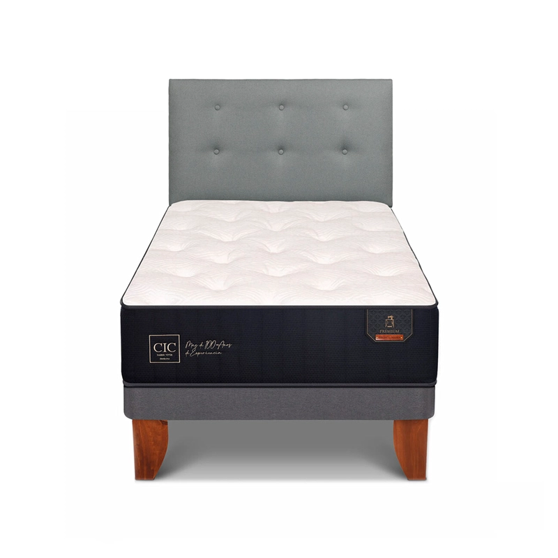 CAMA EUROPEA CIC PREMIUM 1.5 PLAZAS + RESPALDO GRIS - 1