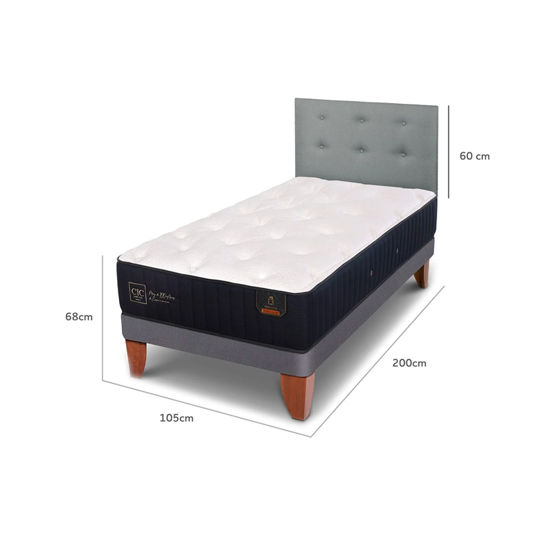 CAMA EUROPEA CIC PREMIUM 1.5 PLAZAS + RESPALDO GRIS - 9
