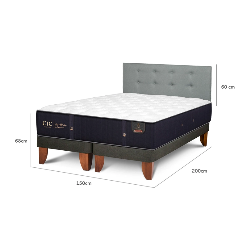CAMA EUROPEA CIC PREMIUM B/D 2 PLAZAS + RESPALDO GRIS - 9