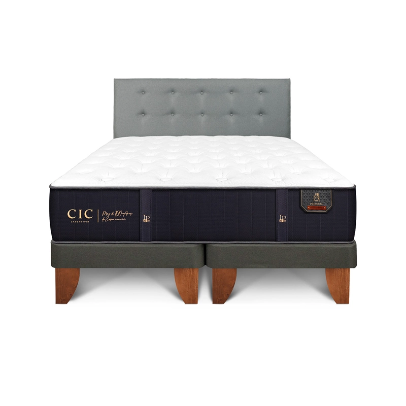 CAMA EUROPEA CIC PREMIUM KING + RESPALDO GRIS - 1