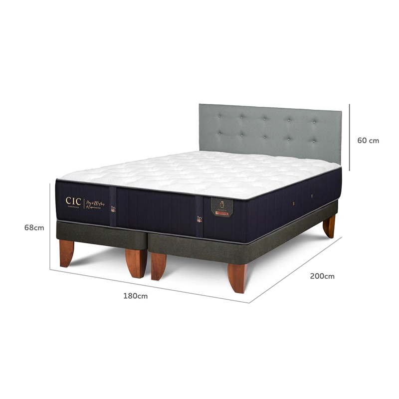 CAMA EUROPEA CIC PREMIUM KING + RESPALDO GRIS - 9