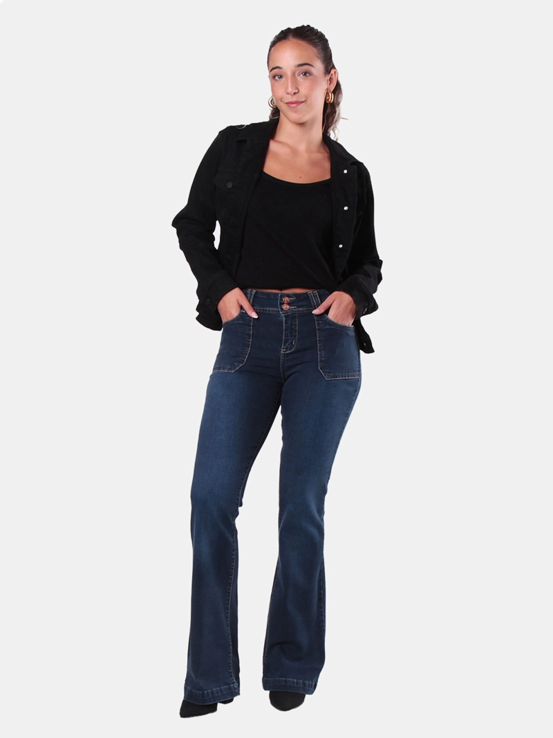 JEANS MUJER WADOS CARGO FLARE TIRO ALTO