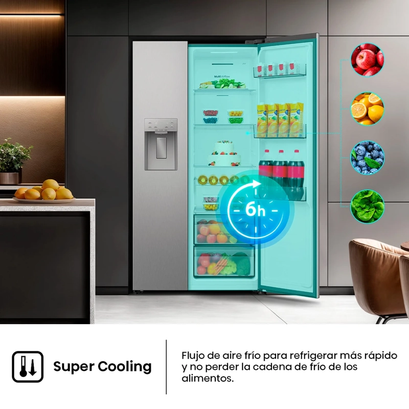 REFRIGERADOR SIDE BY SIDE HISENSE RS528P5ESA 528L NO FROST PLATA - 13