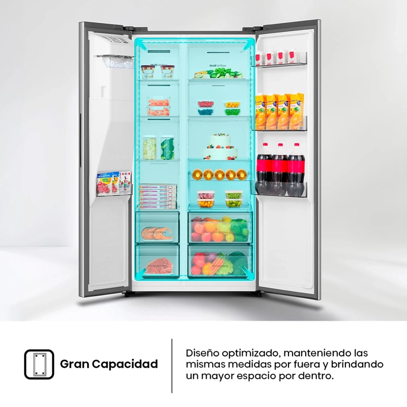 REFRIGERADOR SIDE BY SIDE HISENSE RS528P5ESA 528L NO FROST PLATA - 6