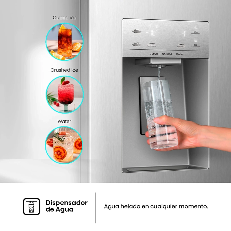REFRIGERADOR SIDE BY SIDE HISENSE RS528P5ESA 528L NO FROST PLATA - 7